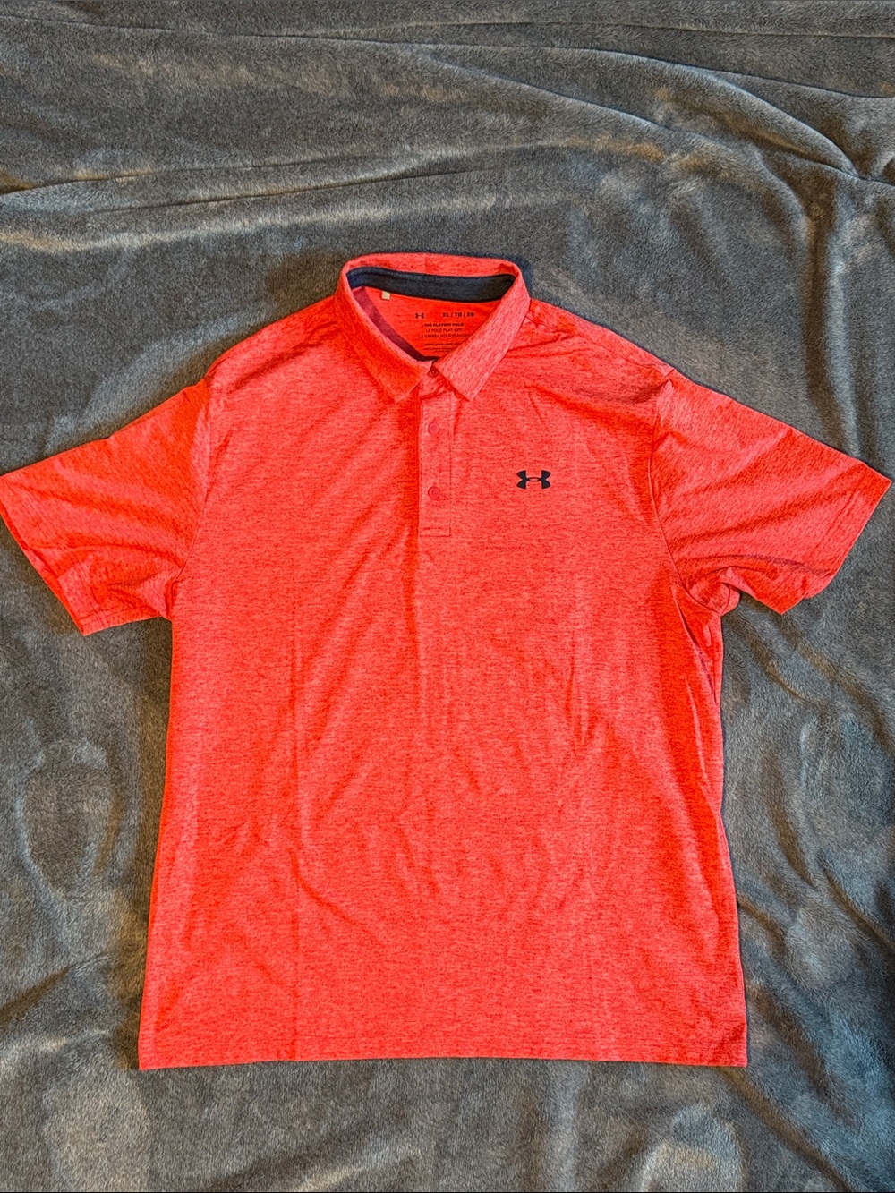 Under Armour Neon Red Heather Polo with Black Logo